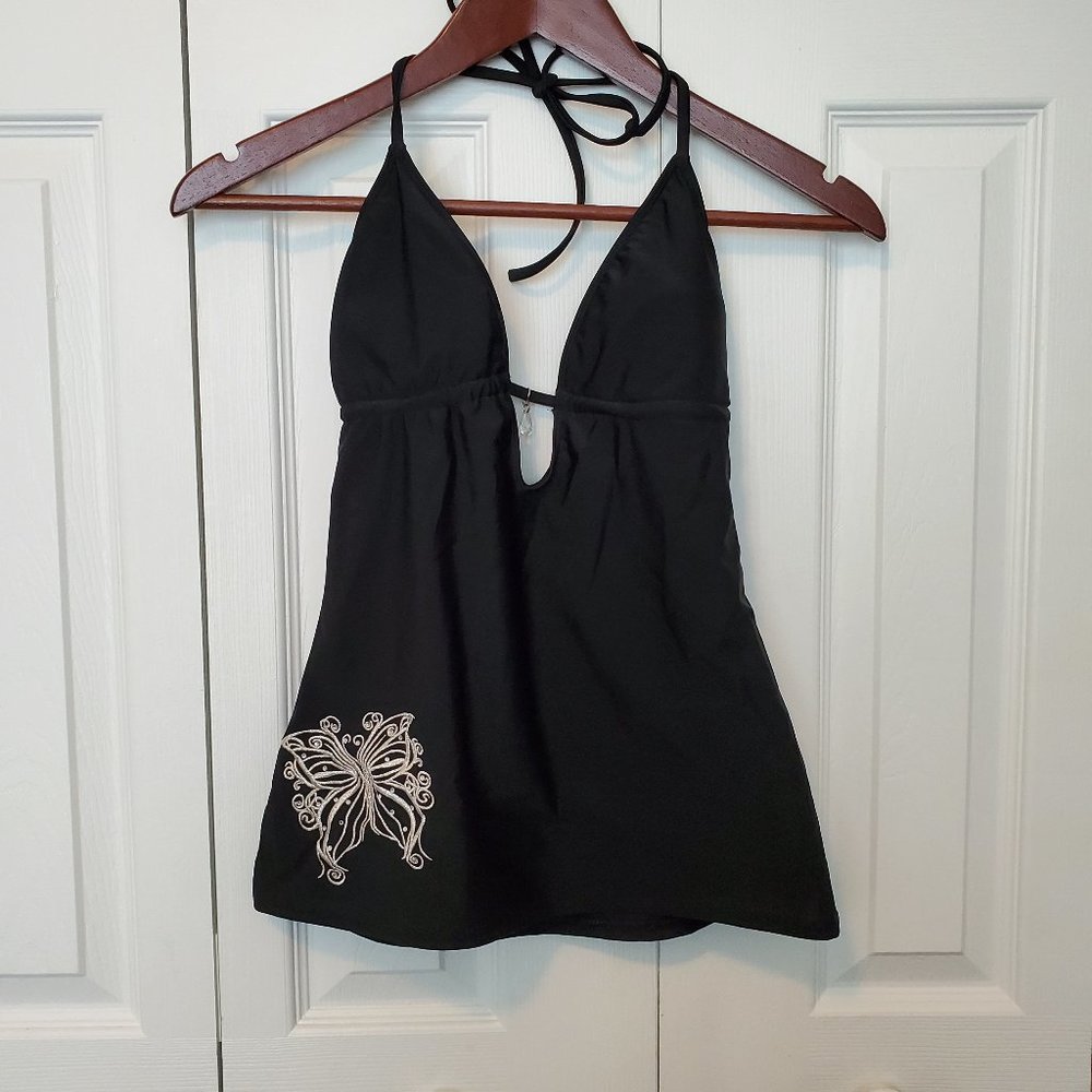 Candie's Black Butterfly Swim Tank